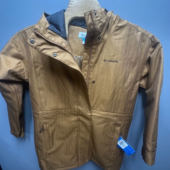 Columbia Jackets & Blazers - Columbia Portland Point Parka Womens Medium Tan Omni-Heat Insulated Hooded Coat